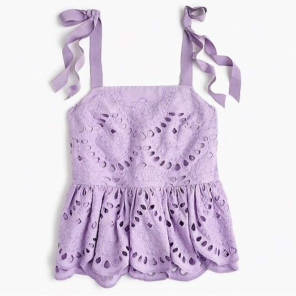 Lavender J. Crew eyelet tie shoulder top, 6